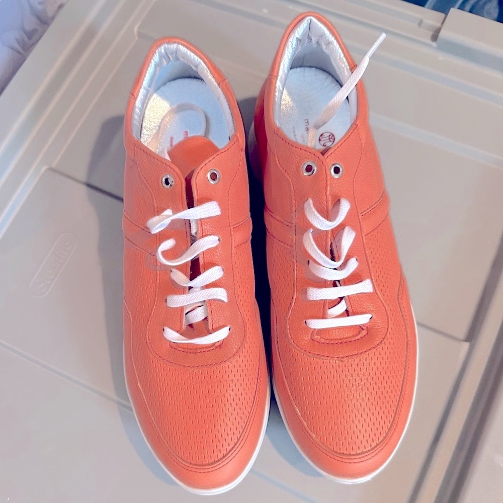 marc joseph sneakers shoes genuine leather salmon pink White Soles new $195